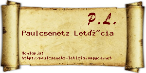 Paulcsenetz Letícia névjegykártya